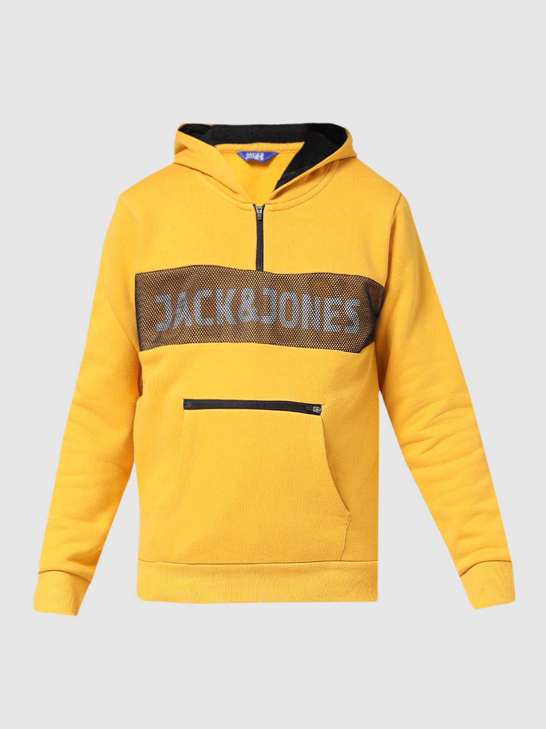 JUNIOR BOYS Yellow Logo Print Hooded Sweatshirt