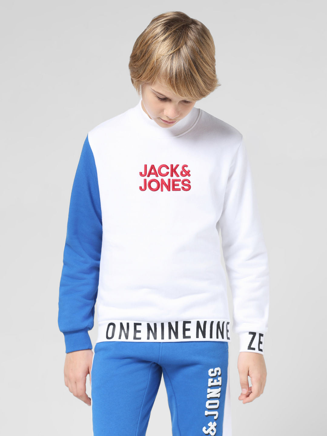 JUNIOR BOYS White Colourblocked Sweatshirt