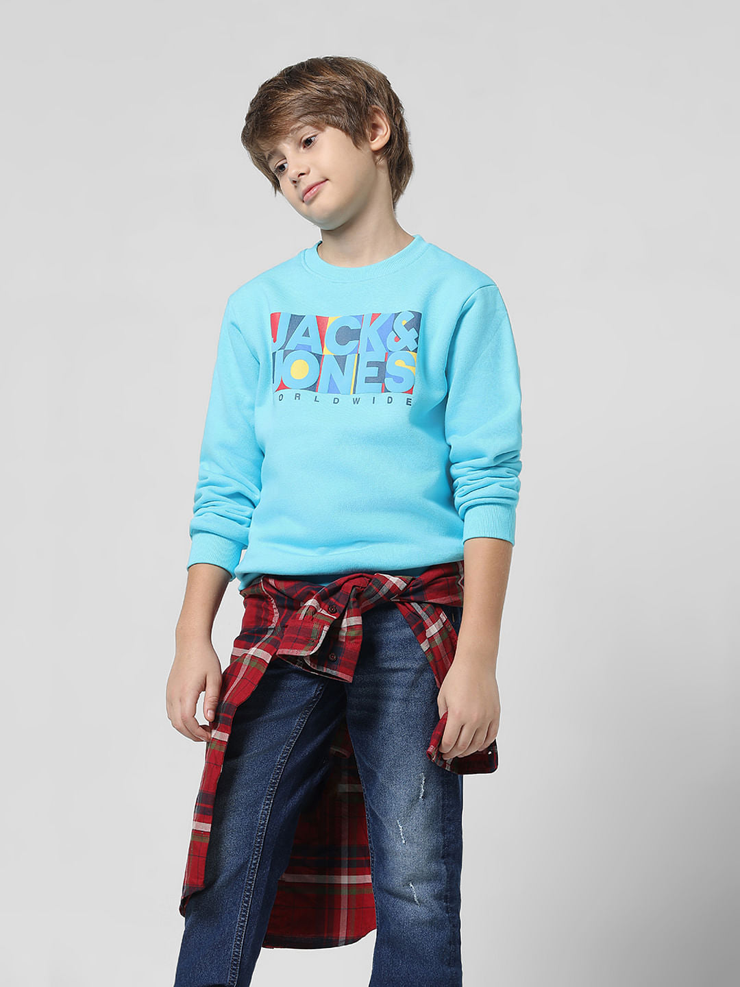 Light Blue Logo Text Print Sweatshirt - 4/5Y
