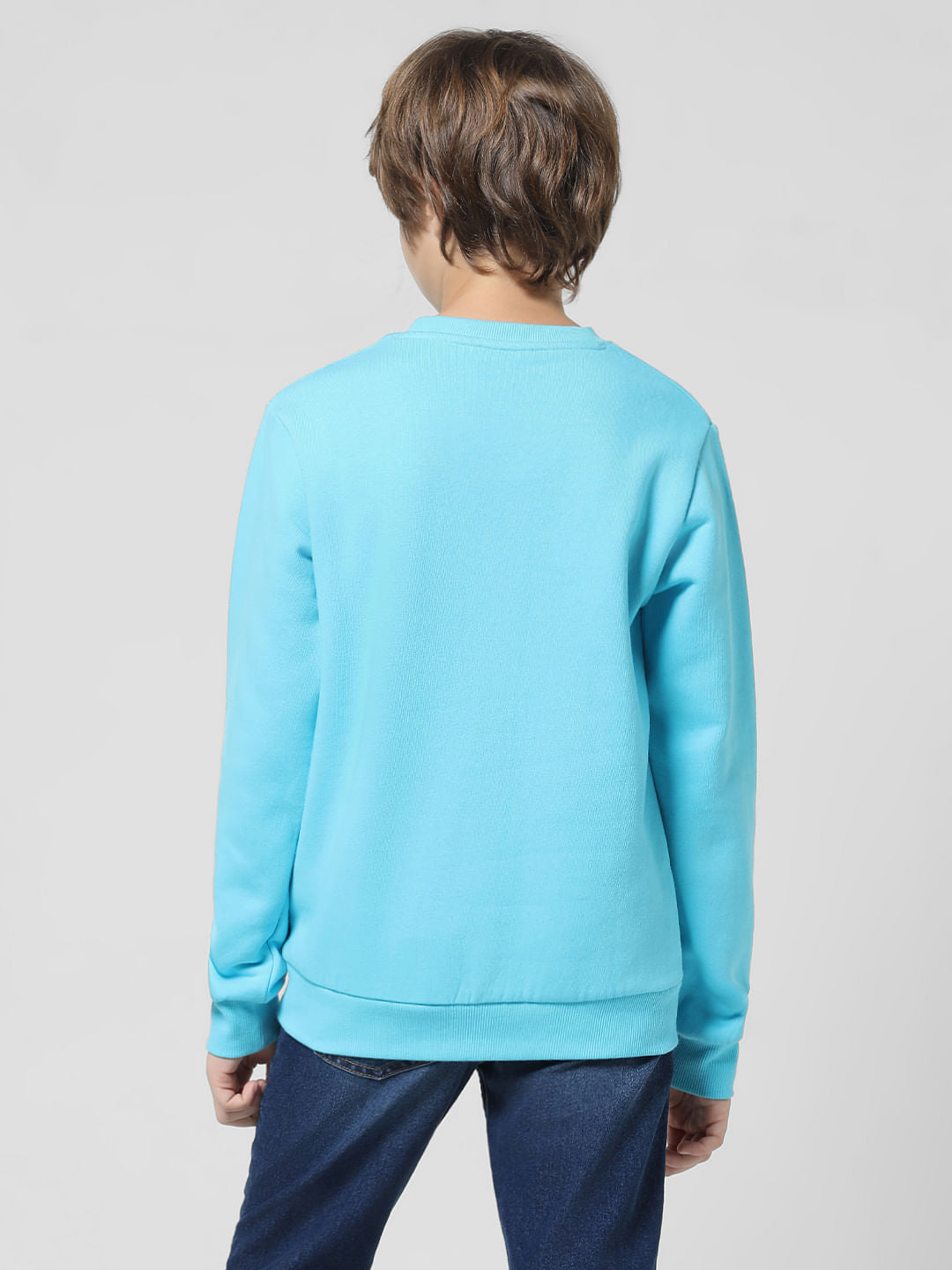Light Blue Logo Text Print Sweatshirt