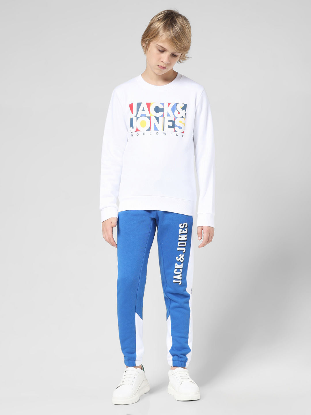 JUNIOR BOYS White Typographic Print Sweatshirt