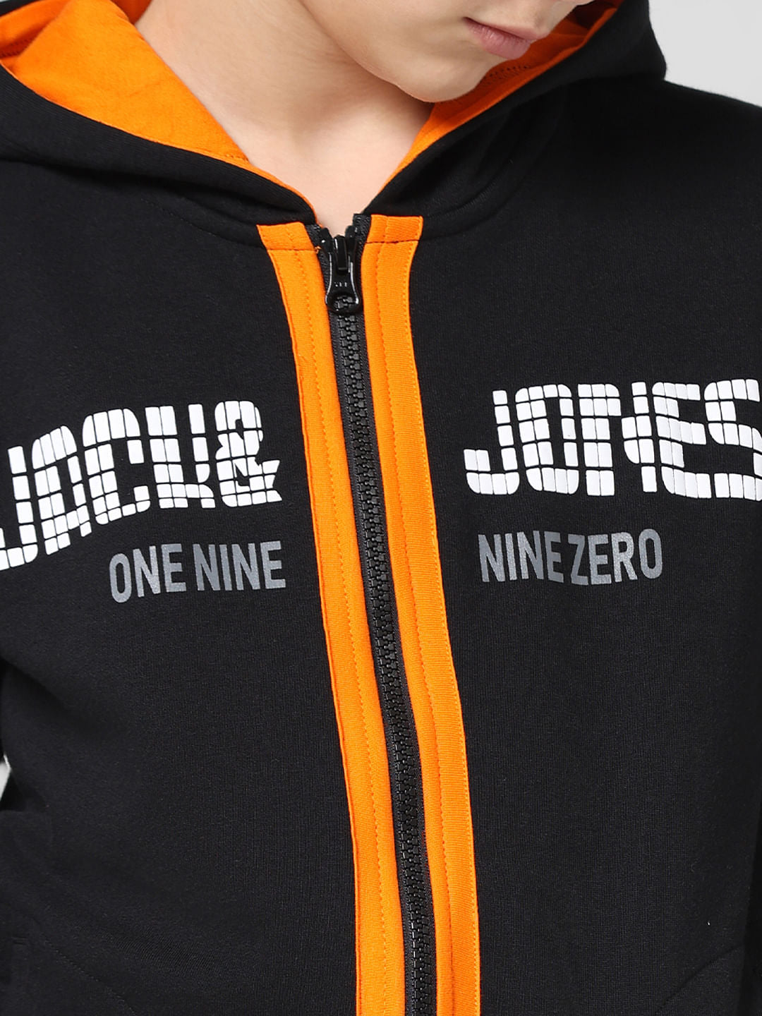 JUNIOR BOYS Black Front-Open Co-ord Sweatshirt