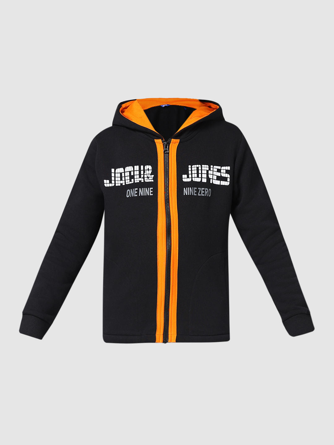 JUNIOR BOYS Black Front-Open Co-ord Sweatshirt