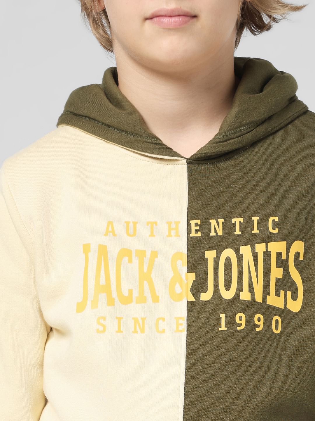 JUNIOR BOYS Green Colourblocked Co-ord Sweatshirt