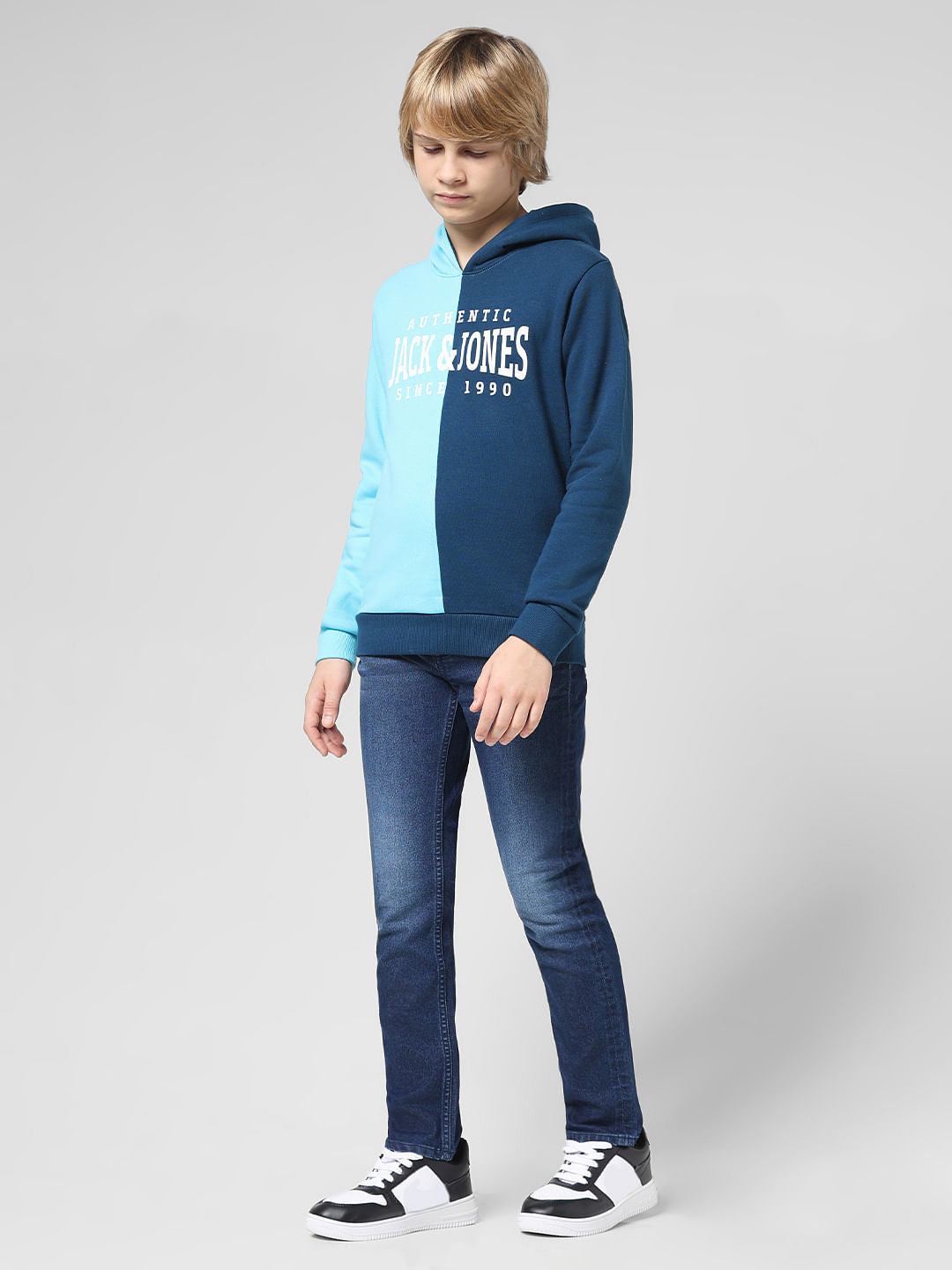 JUNIOR BOYS Blue Colourblocked Co-ord Sweatshirt