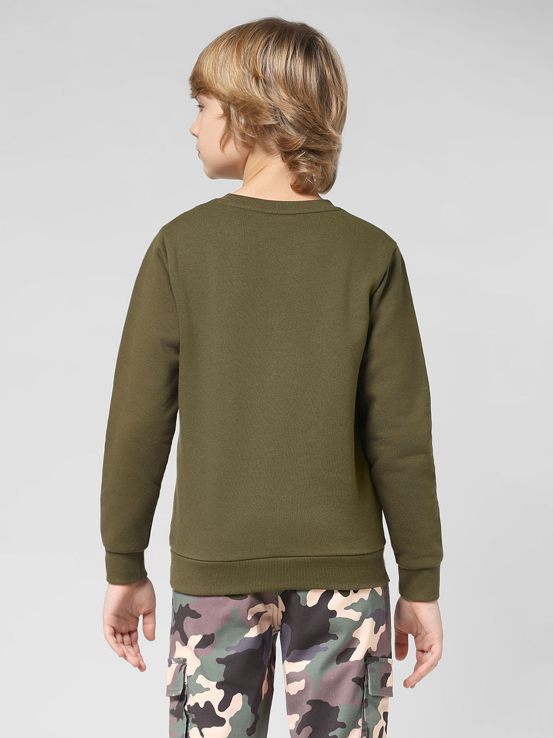 JUNIOR BOYS Green Colourblocked Sweatshirt