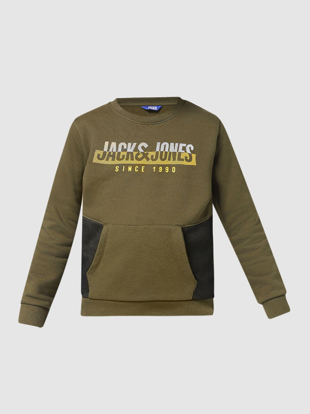 JUNIOR BOYS Green Colourblocked Sweatshirt