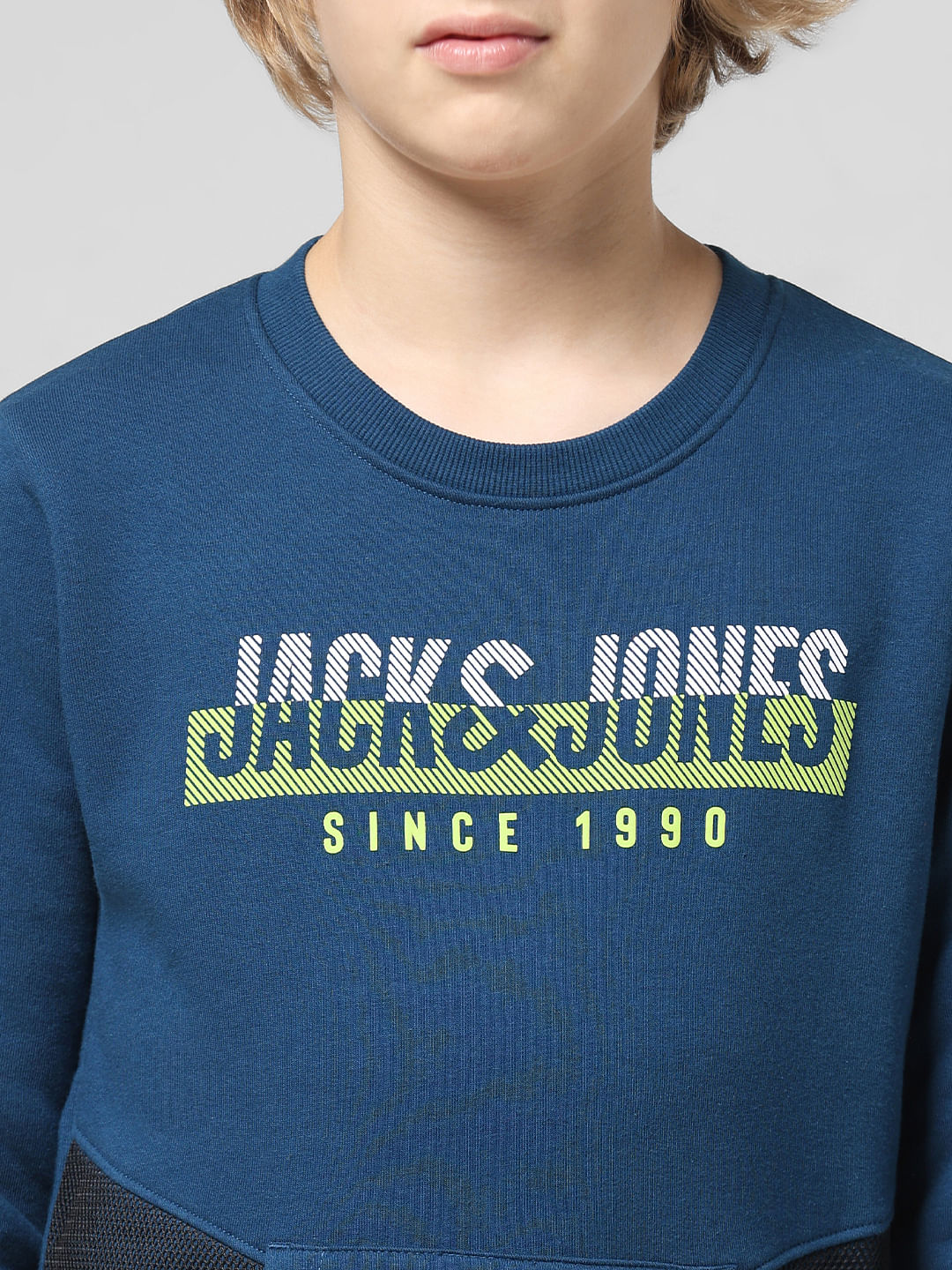 JUNIOR BOYS Dark Blue Colourblocked Sweatshirt
