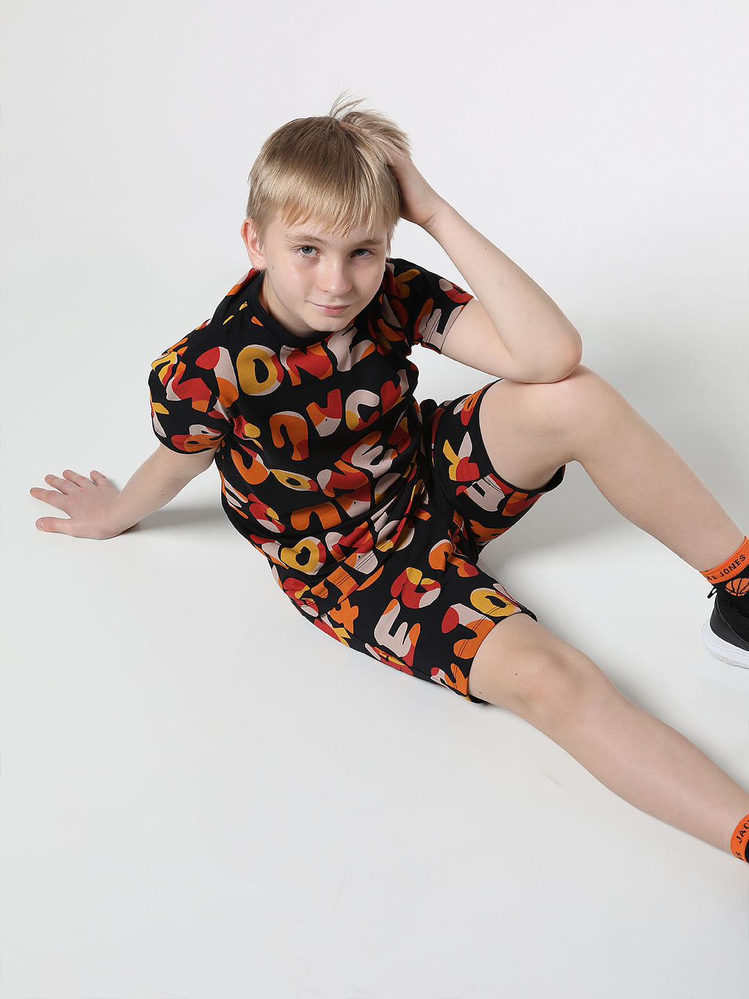 JUNIOR BOYS Black Printed Co-ord Set T-shirt