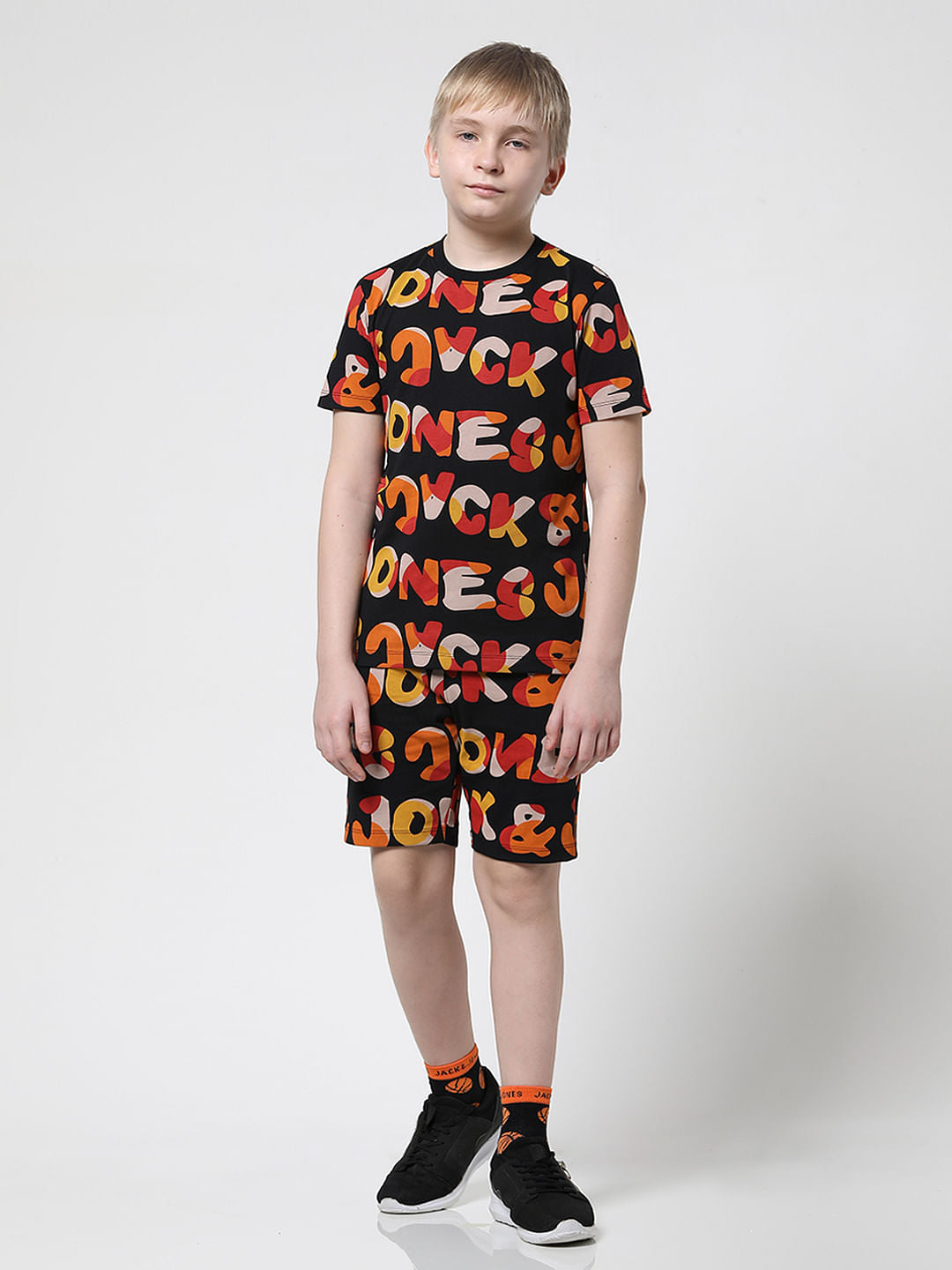 JUNIOR BOYS Black Printed Co-ord Set T-shirt