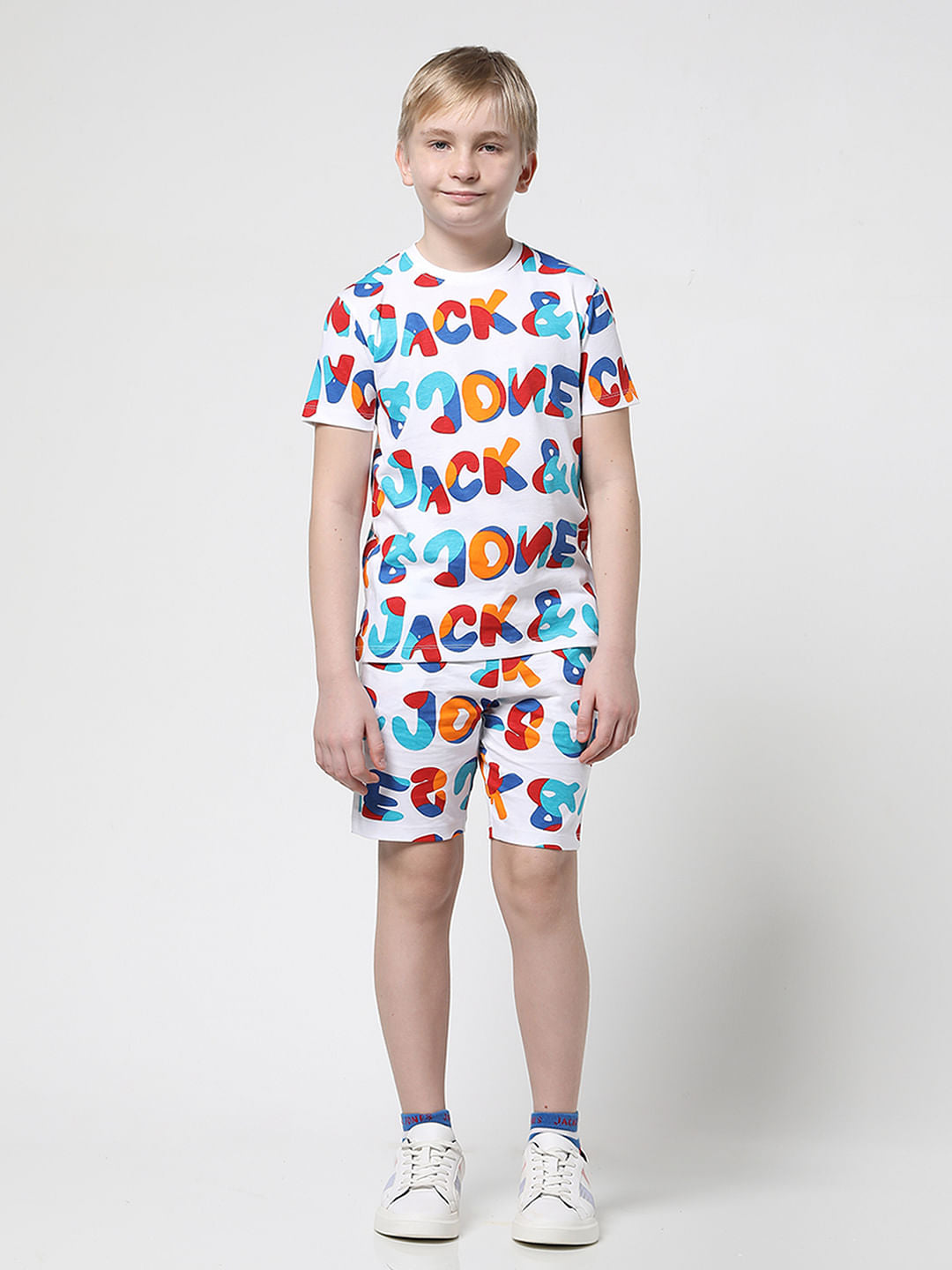 JUNIOR BOYS White Printed Co-ord Set T-shirt