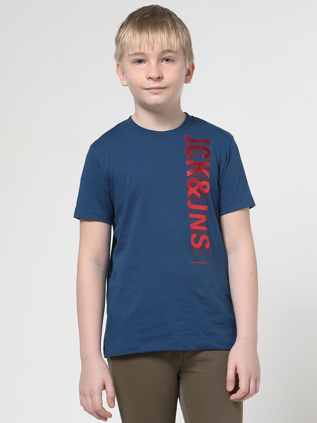 Boys Dark Blue Spray Paint Logo T-shirt