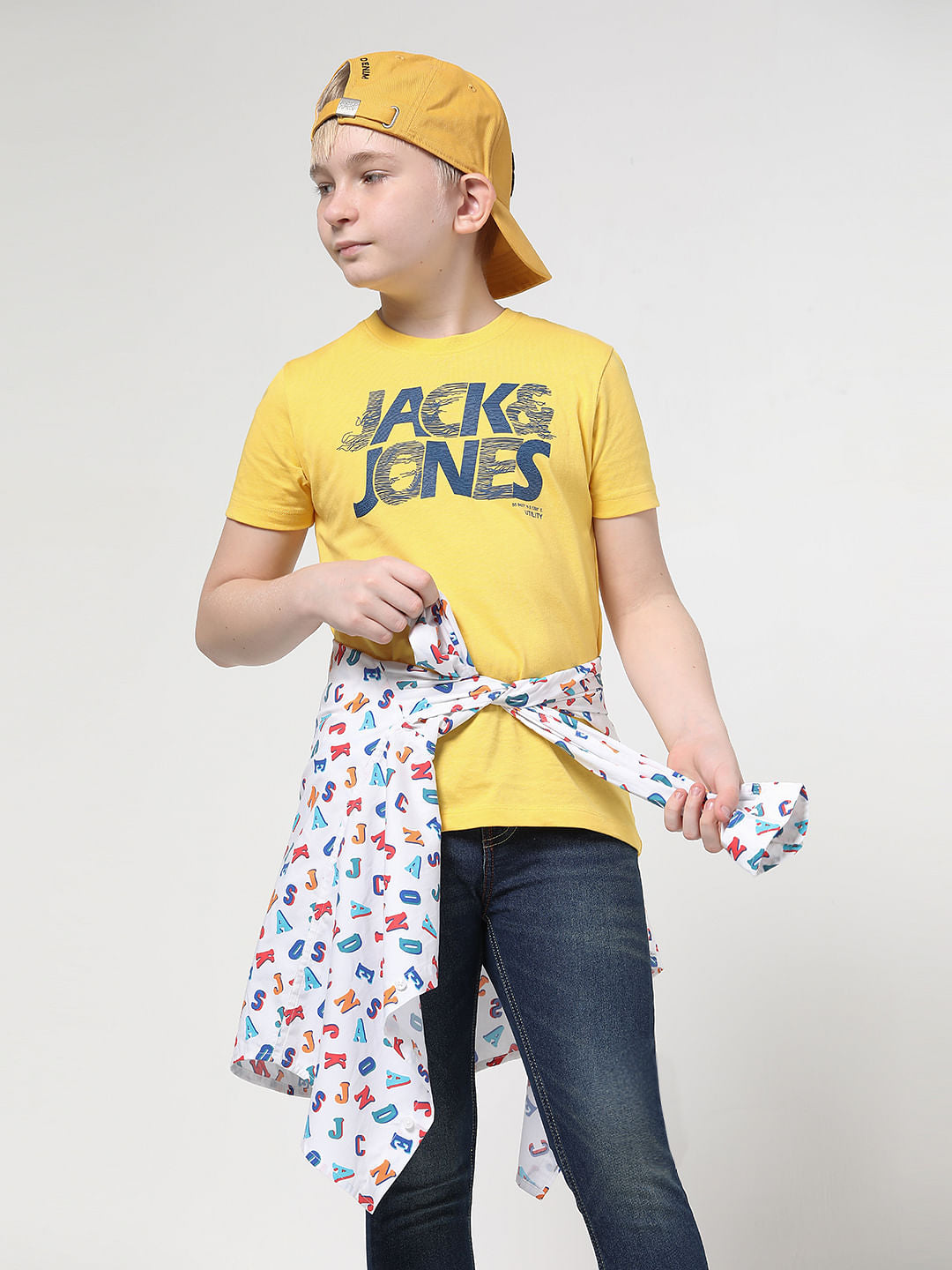 Boys Yellow Logo Print T-shirt