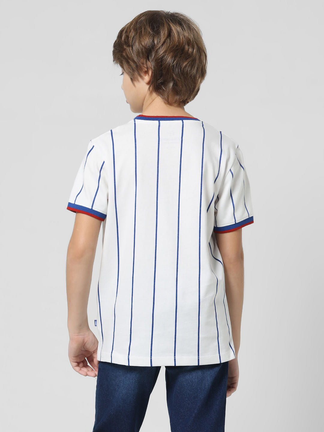 White Striped Crew Neck T-shirt