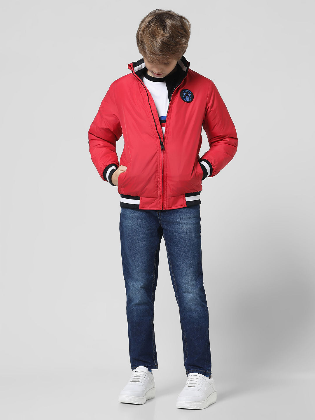 Red Contrast Tipping Jacket