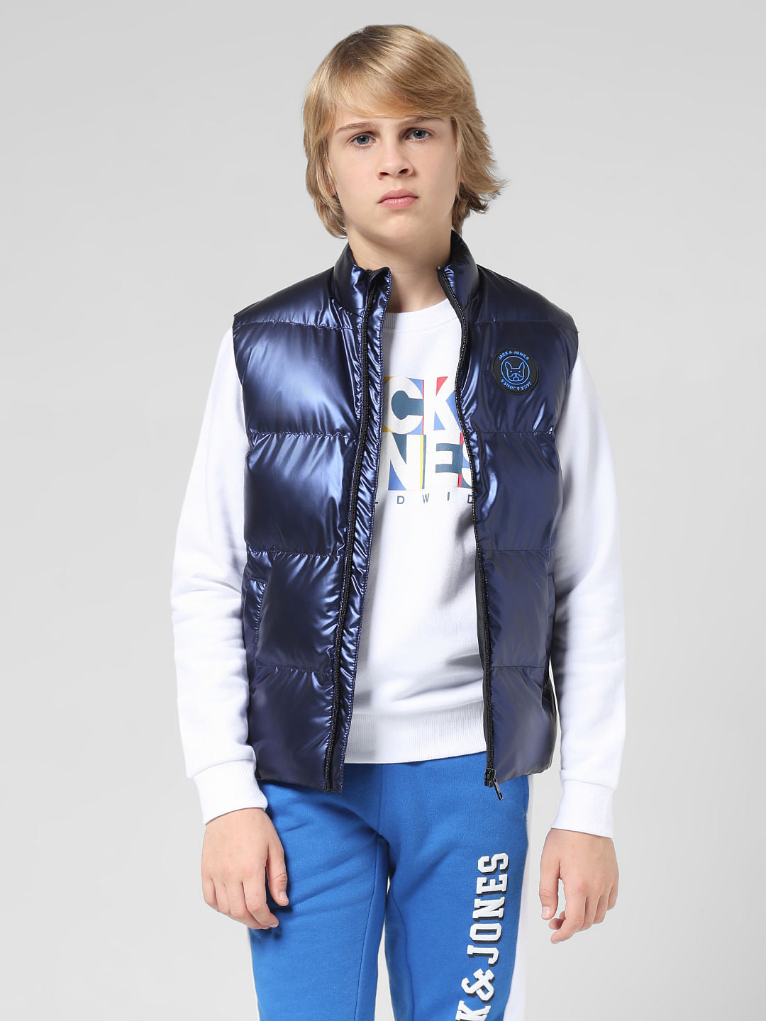 JUNIOR BOYS Blue Sleeveless Puffer Jacket