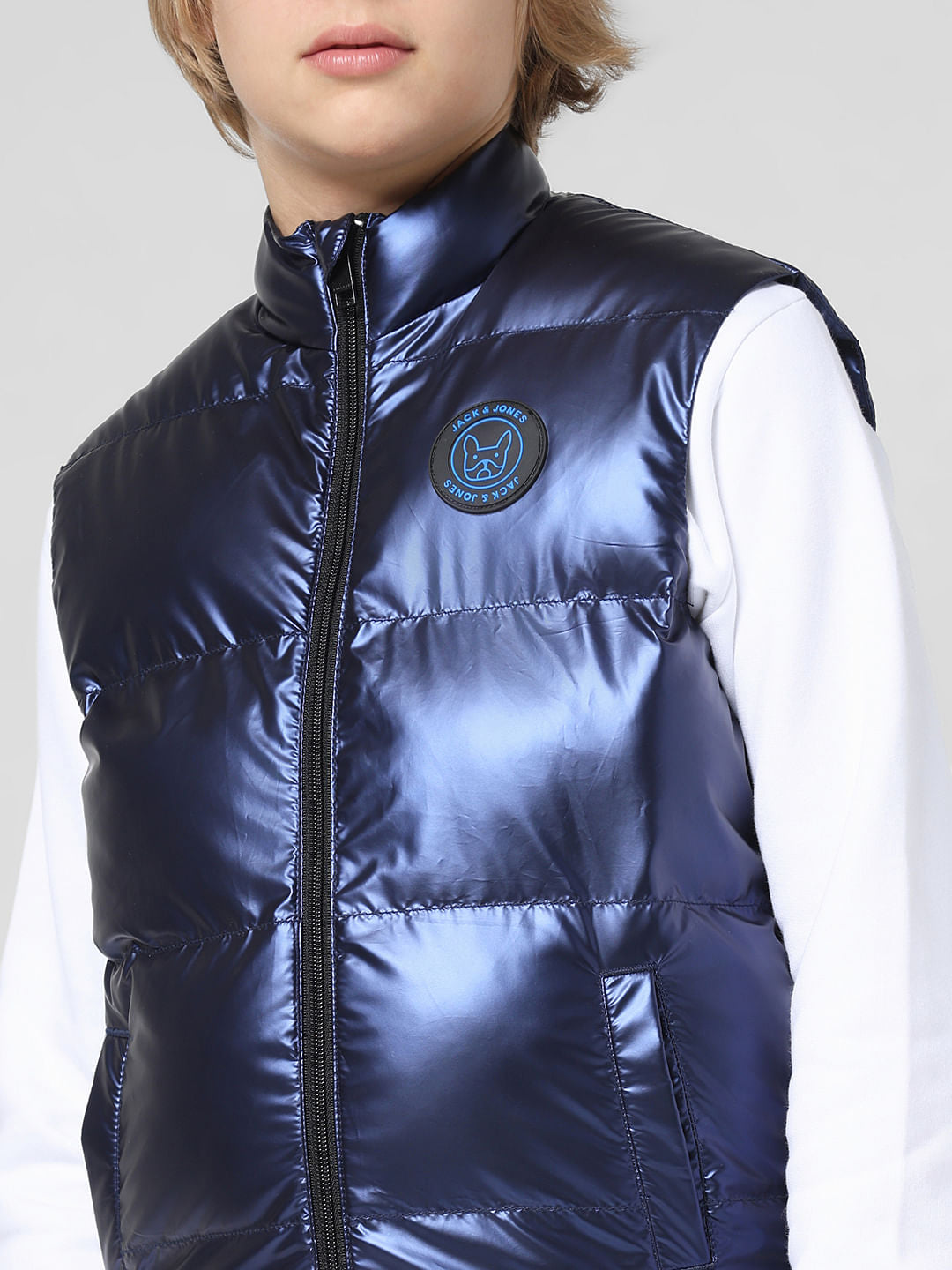 JUNIOR BOYS Blue Sleeveless Puffer Jacket