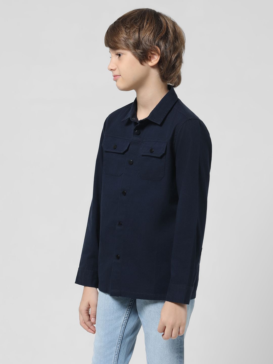 Dark Blue Patch Pocket Full Sleeves Shirt