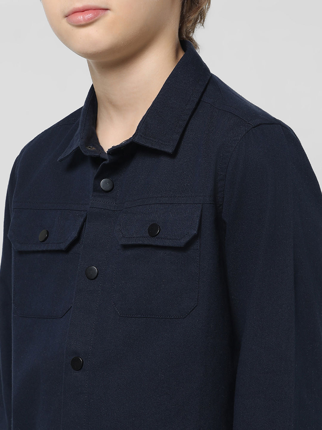 Dark Blue Patch Pocket Full Sleeves Shirt