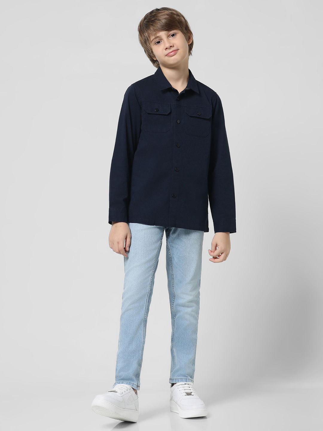 Dark Blue Patch Pocket Full Sleeves Shirt