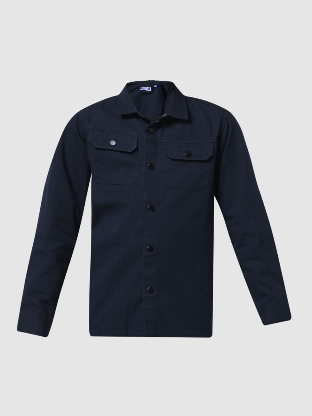 Dark Blue Patch Pocket Full Sleeves Shirt