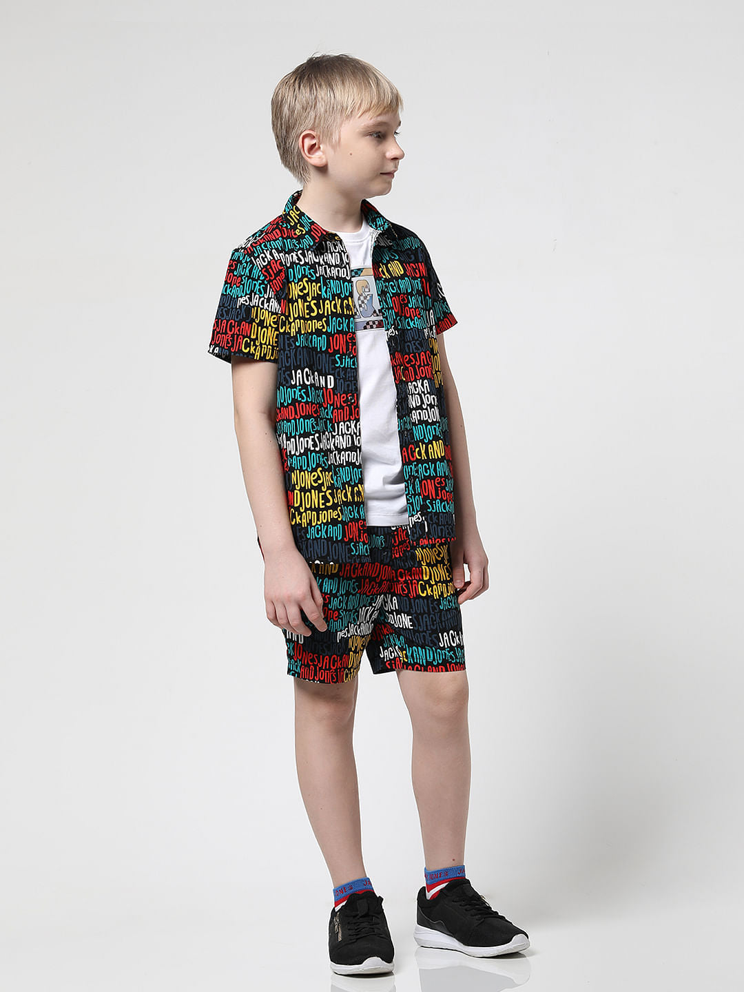 Boys Blue Logo Print Shirt