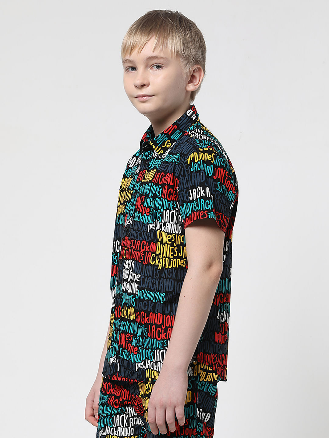 Boys Blue Logo Print Shirt