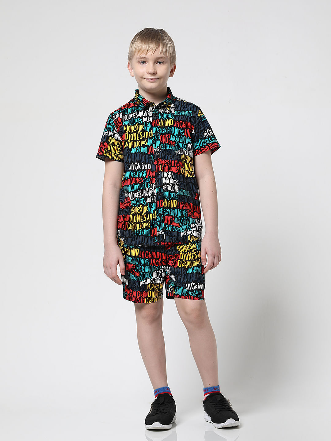 Boys Blue Logo Print Shirt