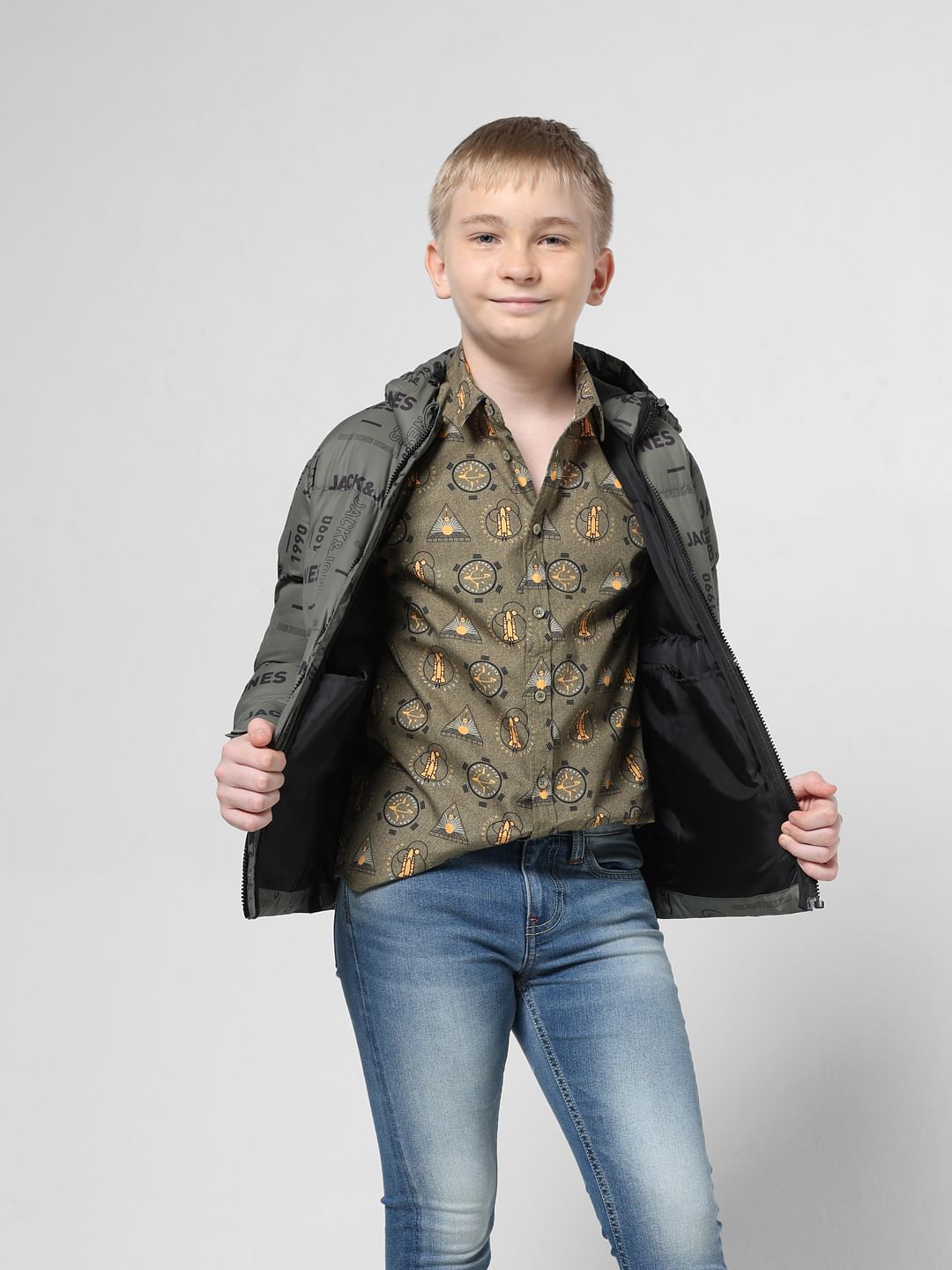 Sea Green Printed Full Sleeves Shirt - 4/5Y