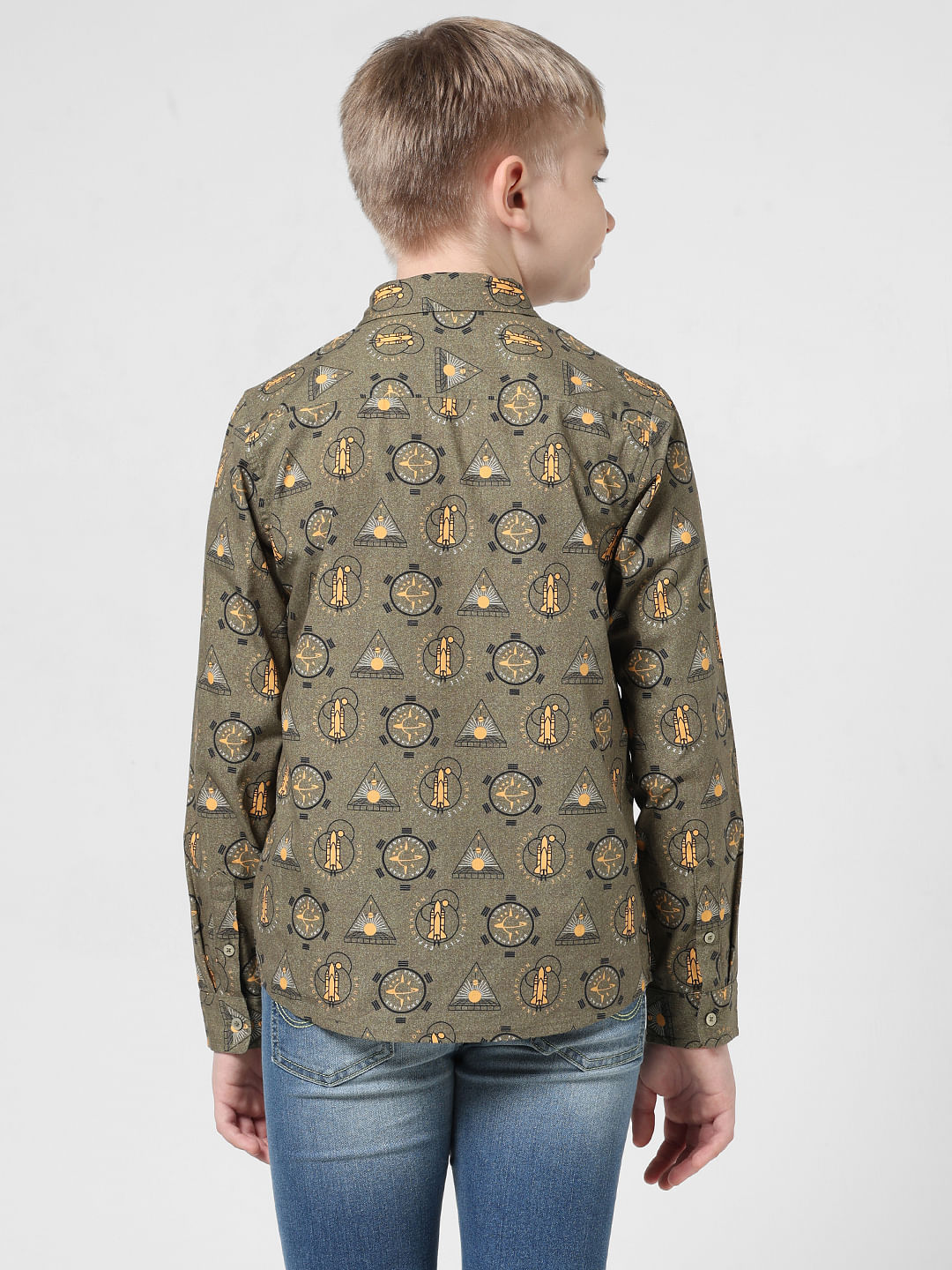 Sea Green Printed Full Sleeves Shirt