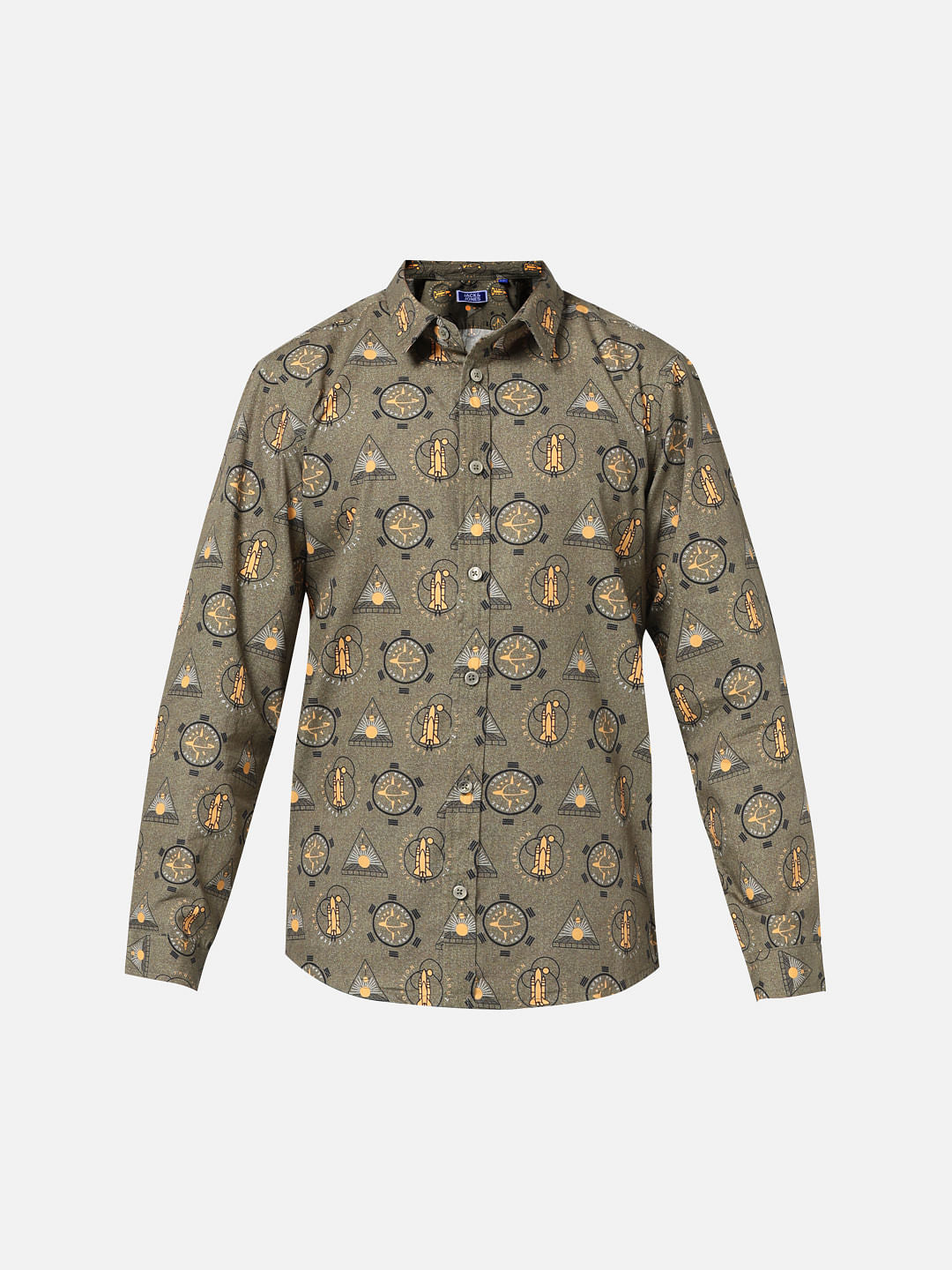 Sea Green Printed Full Sleeves Shirt