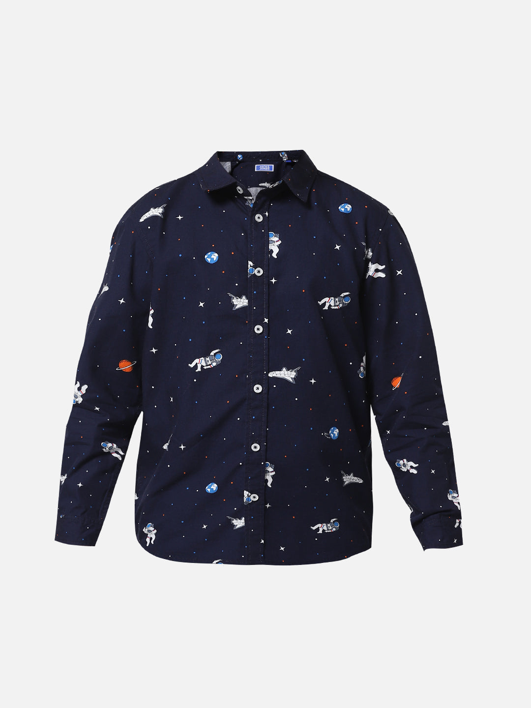 JUNIORS Blue Regular Fit All-Over Print Shirts