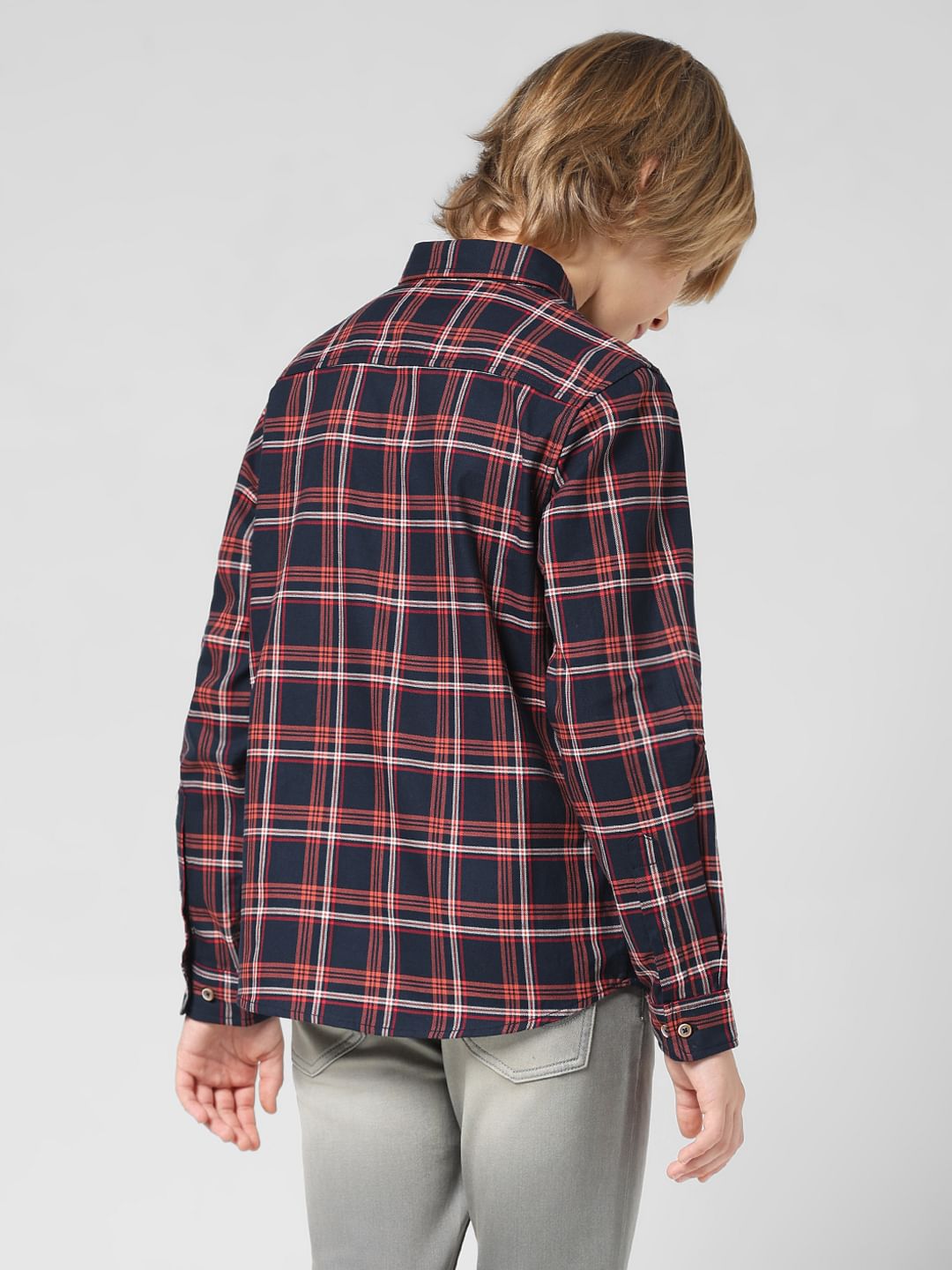 JUNIOR BOYS Red Check Full Sleeves Shirt