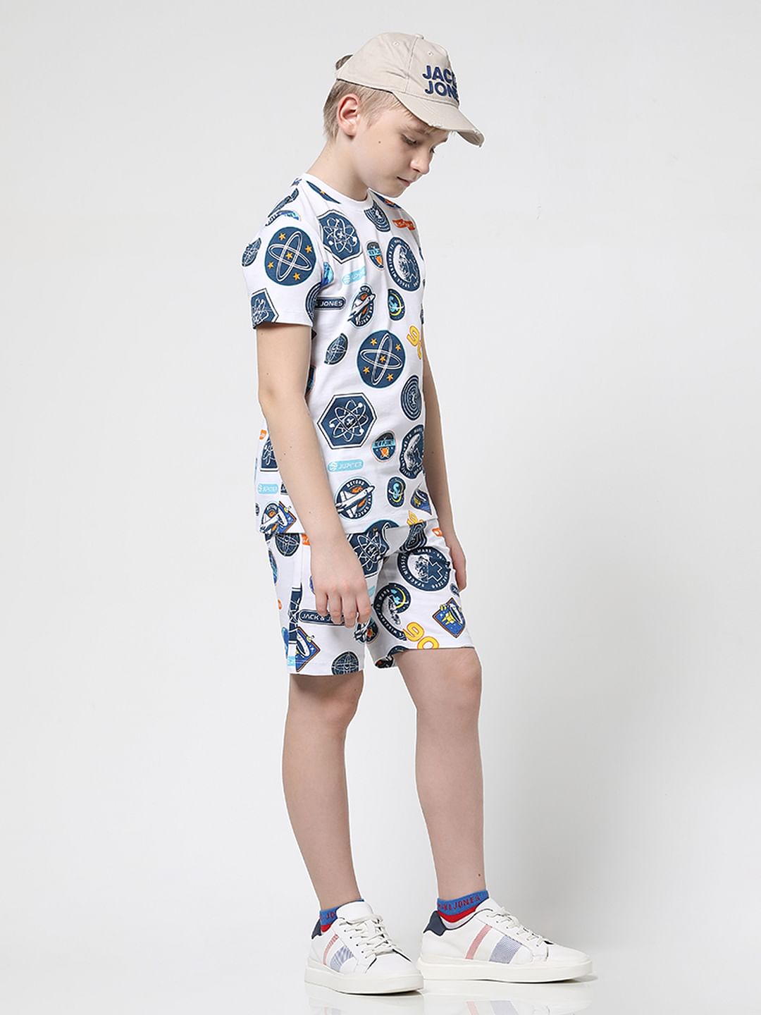 Boys White Space Print Co-ord Set T-shirt