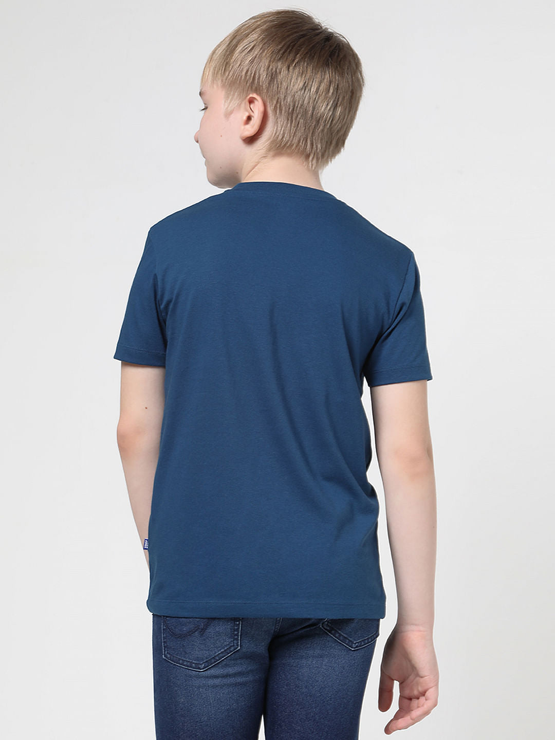 Boys Blue Mascot Logo Print T-shirt