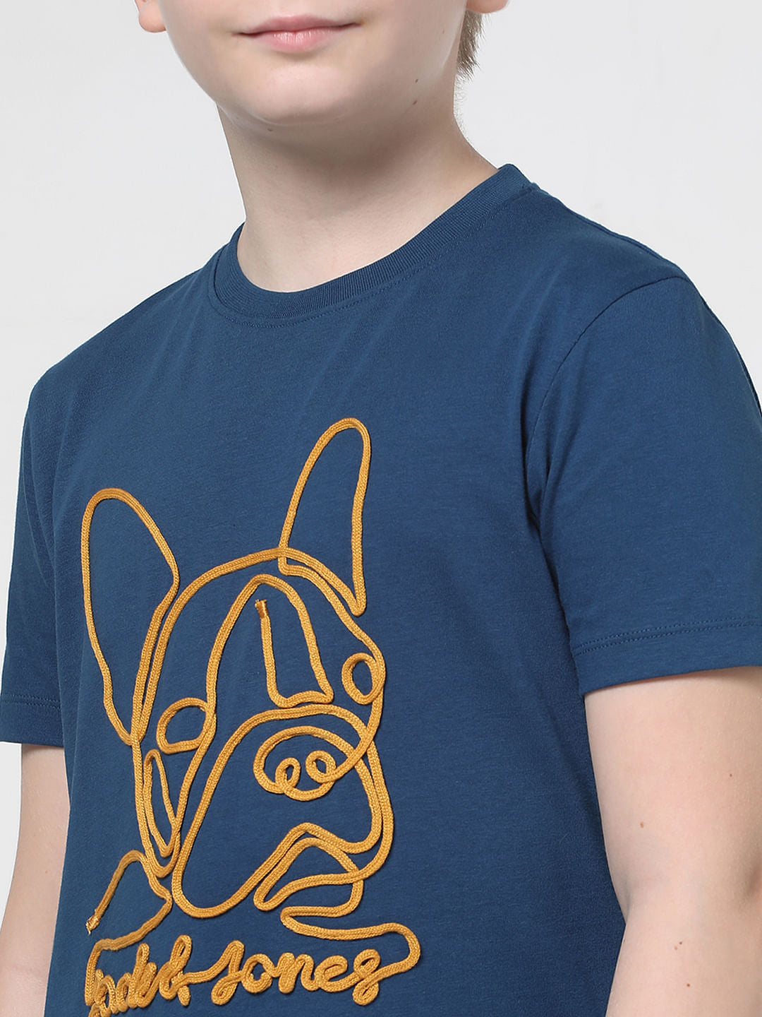 Boys Blue Mascot Logo Print T-shirt