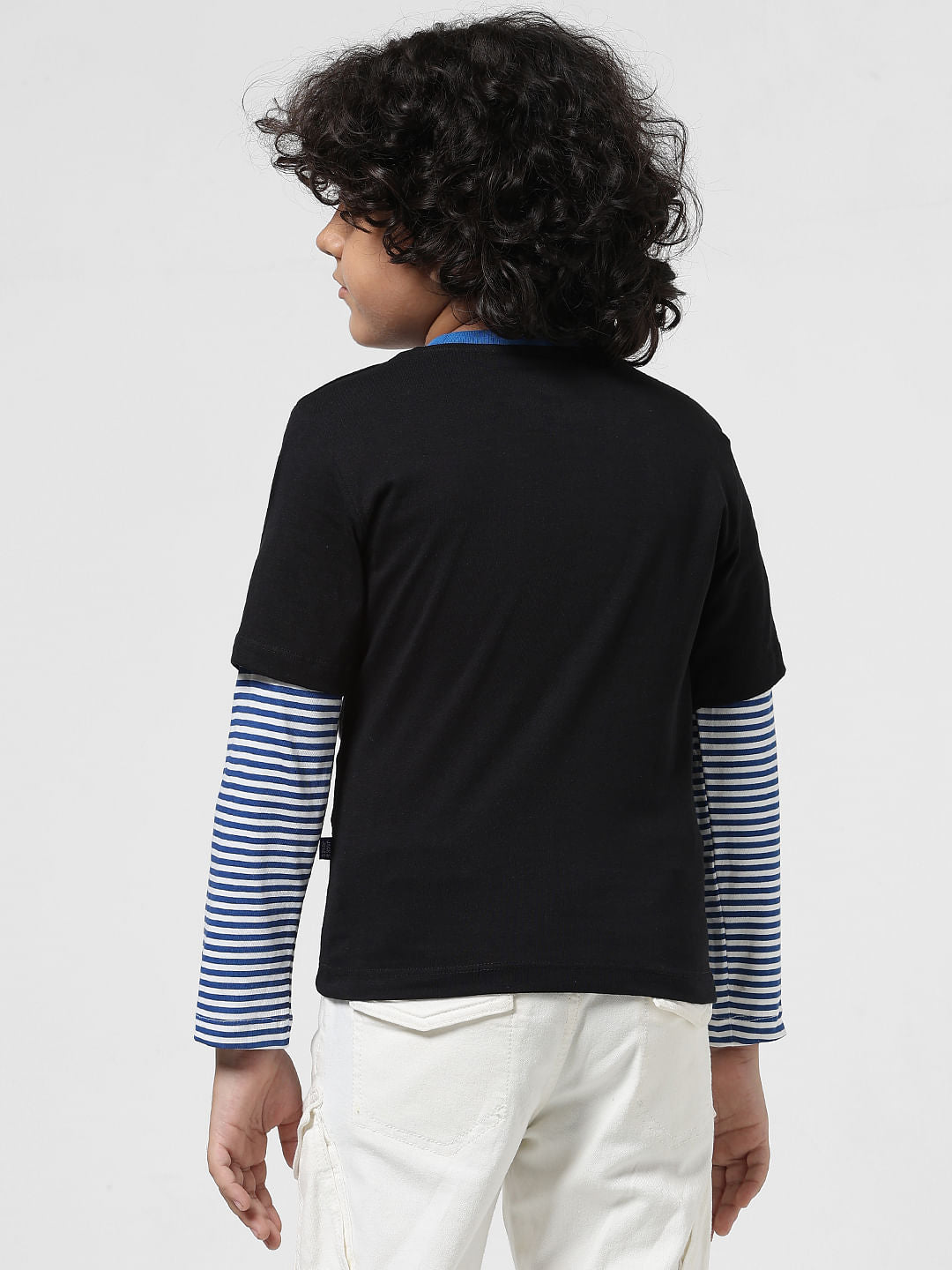 JUNIOR BOYS Black Printed Crew Neck T-shirt