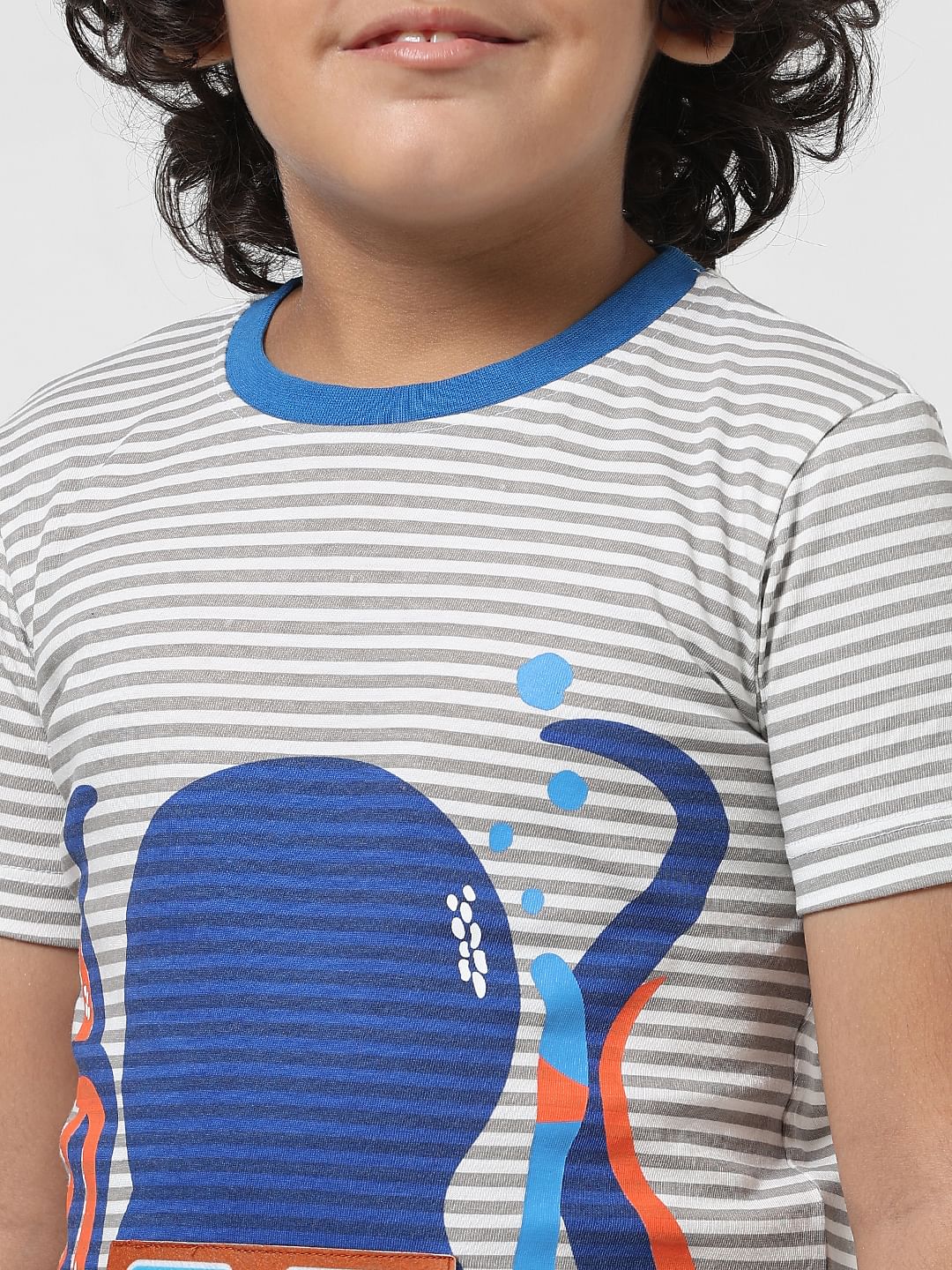JUNIOR BOYS White Octopus Crew Neck T-shirt