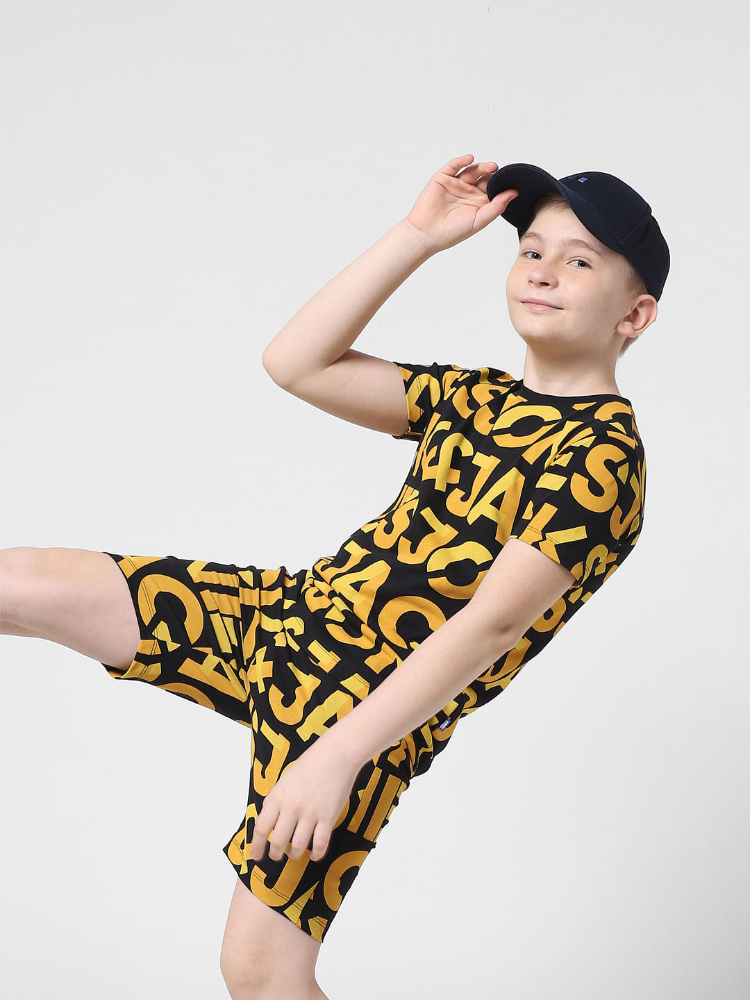 Black Logo Print Co-ord T-shirt - 4/5Y
