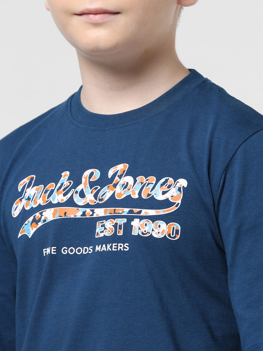 Blue & Black Logo Print Co-ord T-shirt