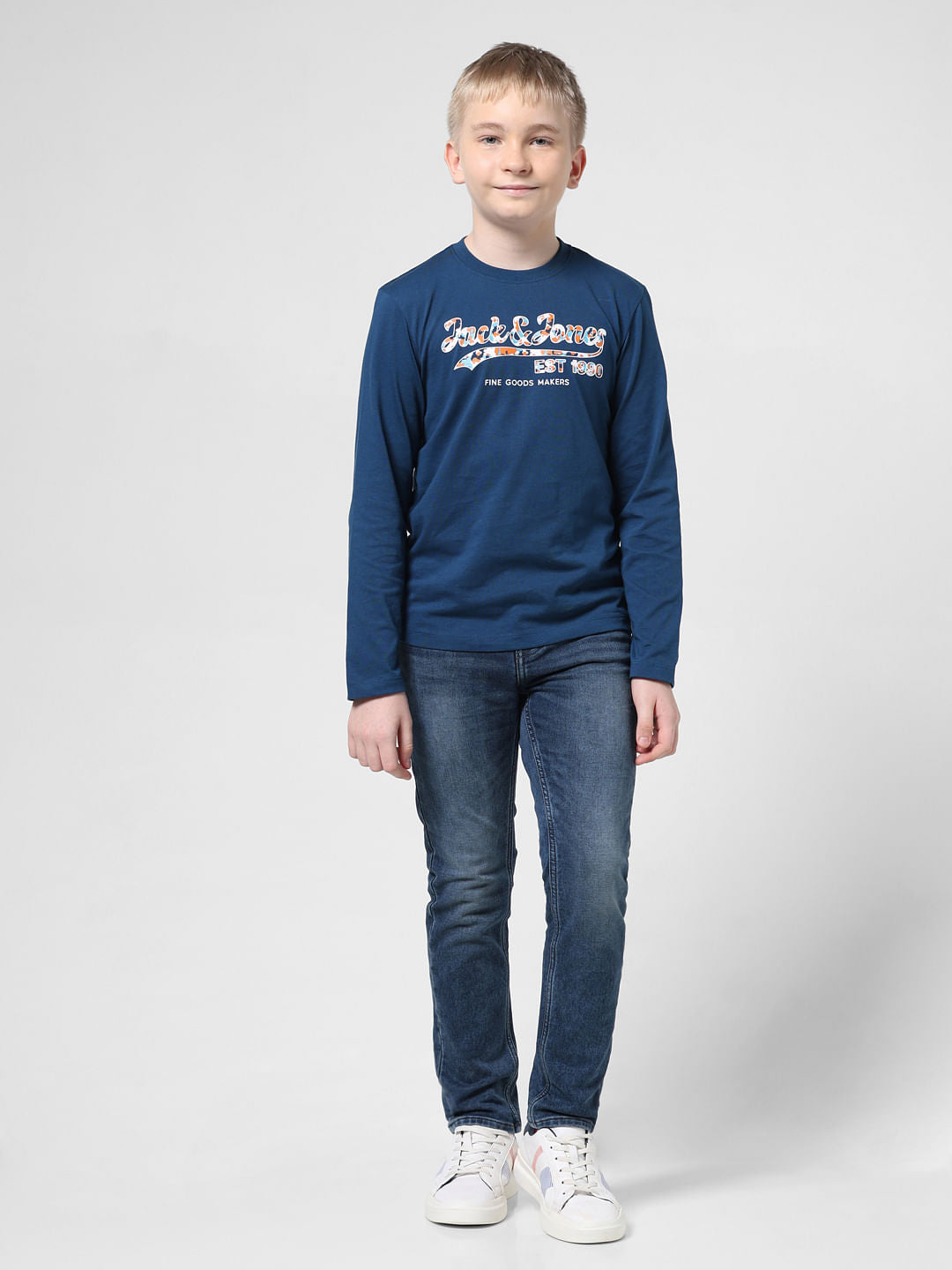 Blue & Black Logo Print Co-ord T-shirt