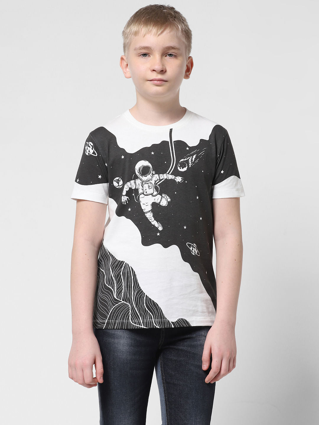 White Astronaut Space Print T-shirt
