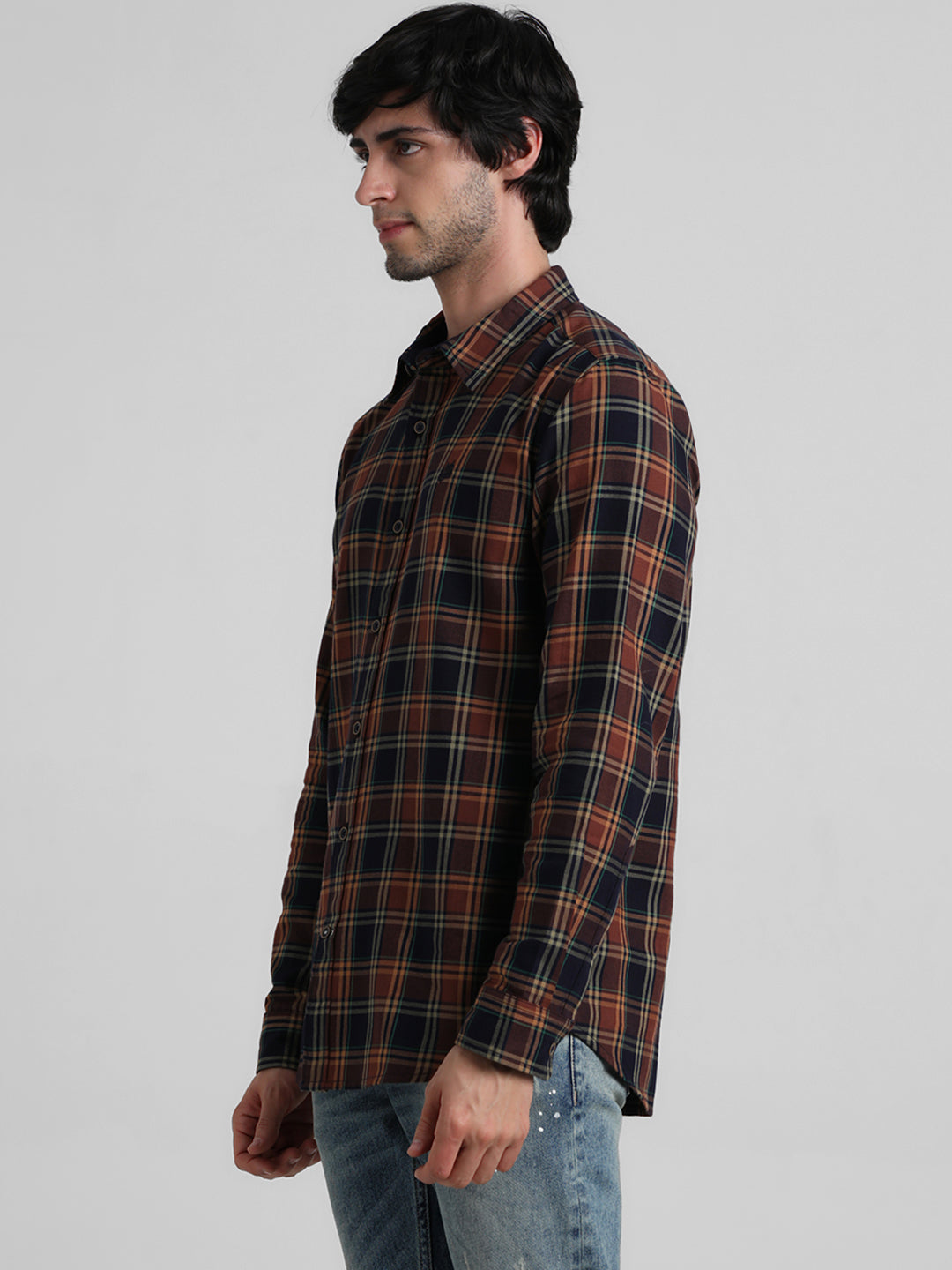 Dark Brown Check Shirt