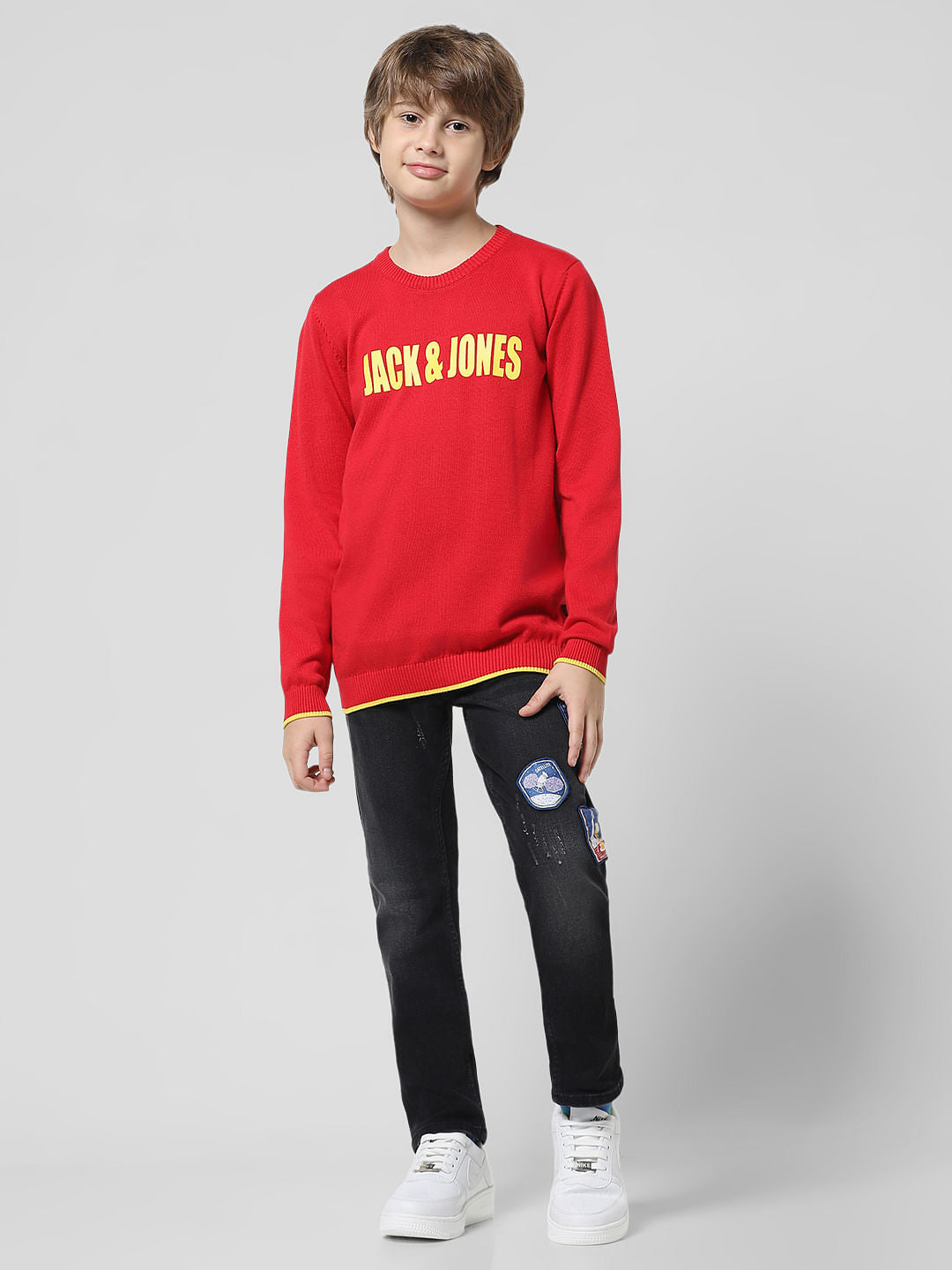 Red Logo Print Pullover