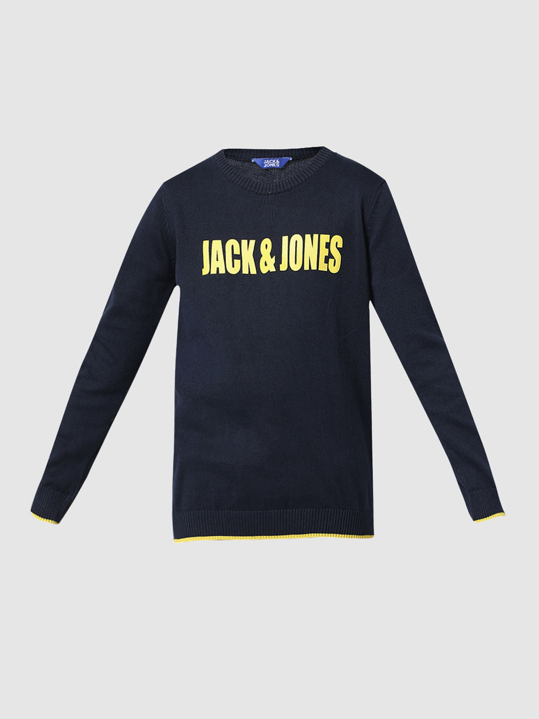 Navy Blue Logo Print Pullover