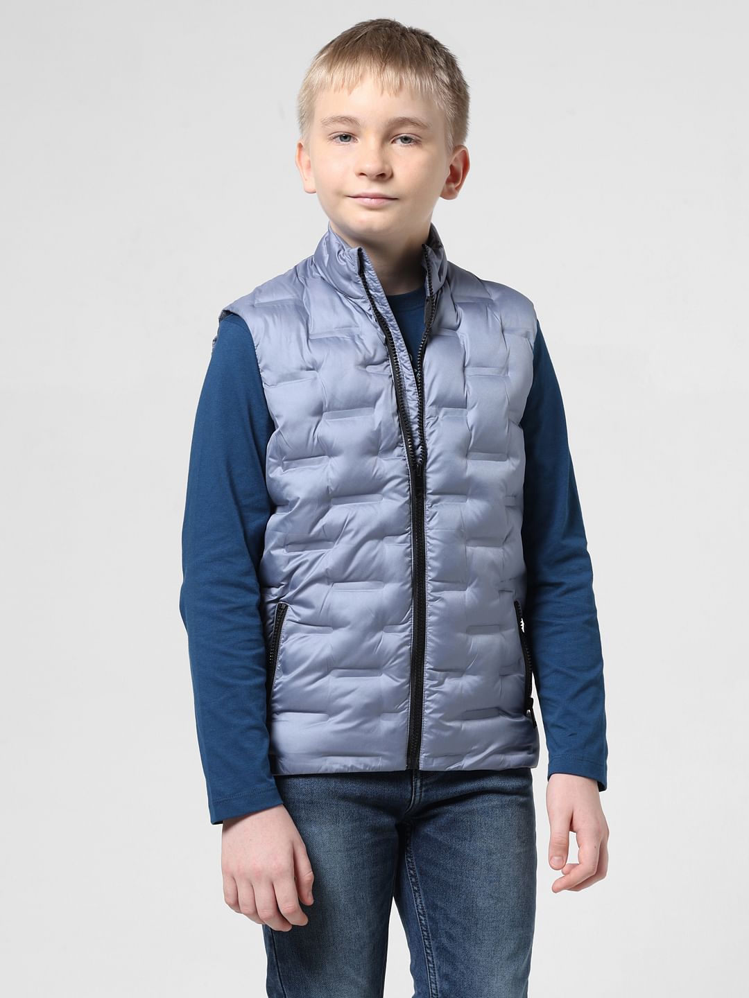 Silver-Blue Puffer Vest