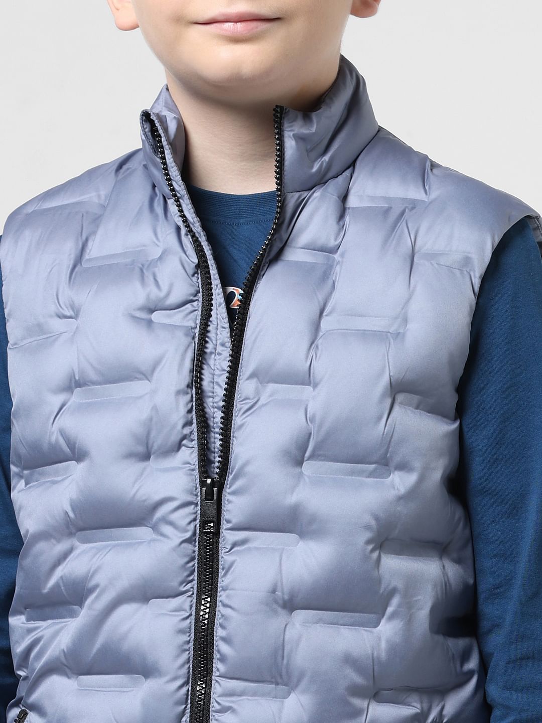 Silver-Blue Puffer Vest