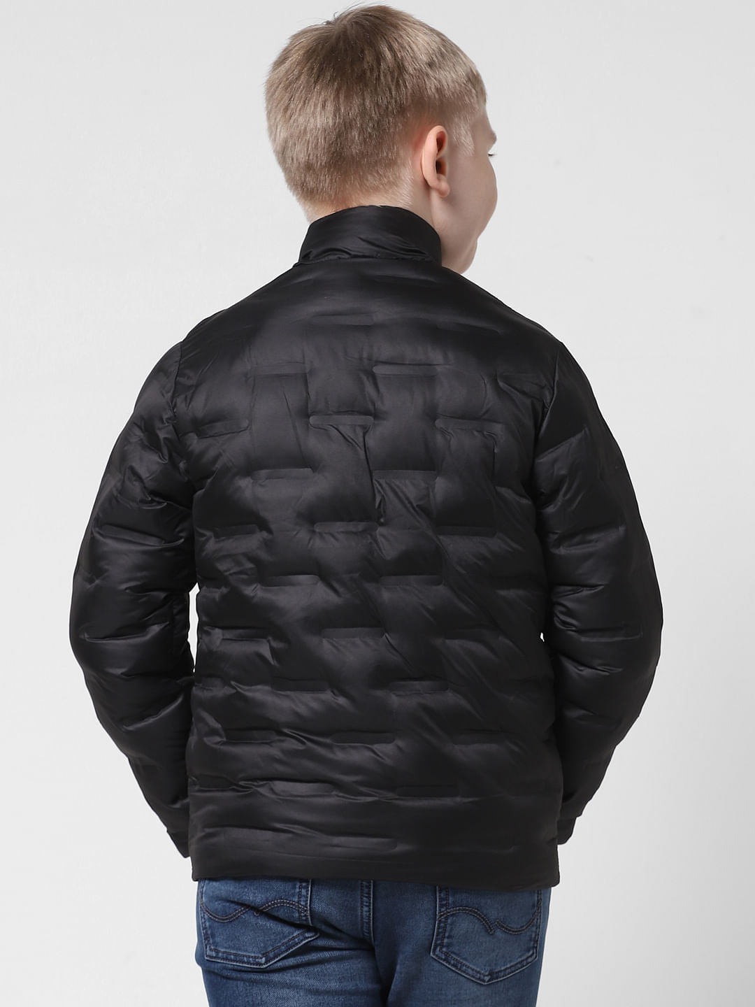 JUNIOR BOYS Black High Neck Puffer Jacket