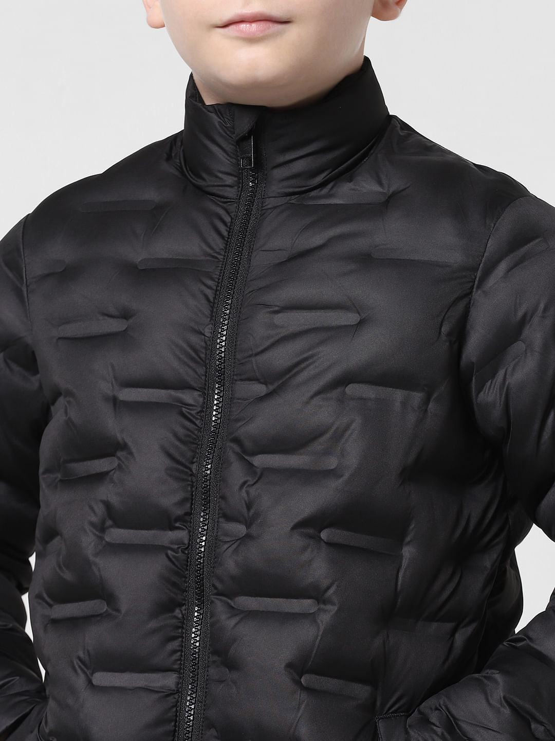 JUNIOR BOYS Black High Neck Puffer Jacket