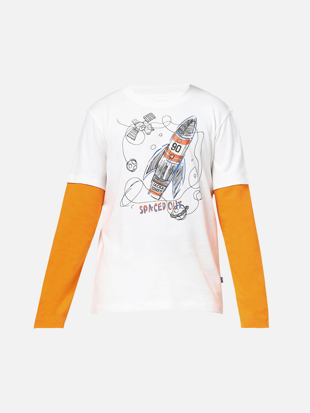 Boys White Spaced-Out Crew Neck T-shirt